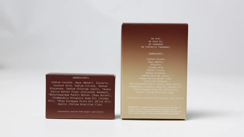 The back of the Mellow Blush cartons, with the full ingredient list, warnings and the safety email printed on them.